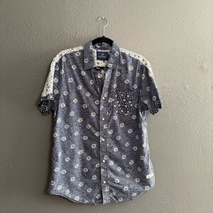 Scotch & Soda Multi-Print Floral Short Sleeve Button Down Size M
